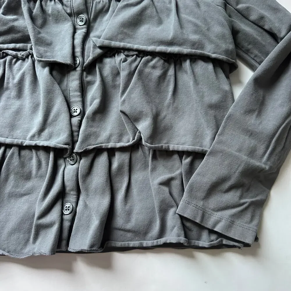 Hanna Andersson Gray Ruffle Cardigan - Size 130 / 8